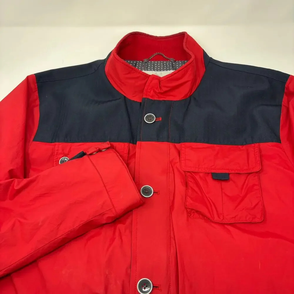 Untuckit XL‎ Red Full ZIp Button Pockets Long Sleeve Windbreaker Style Jacket
